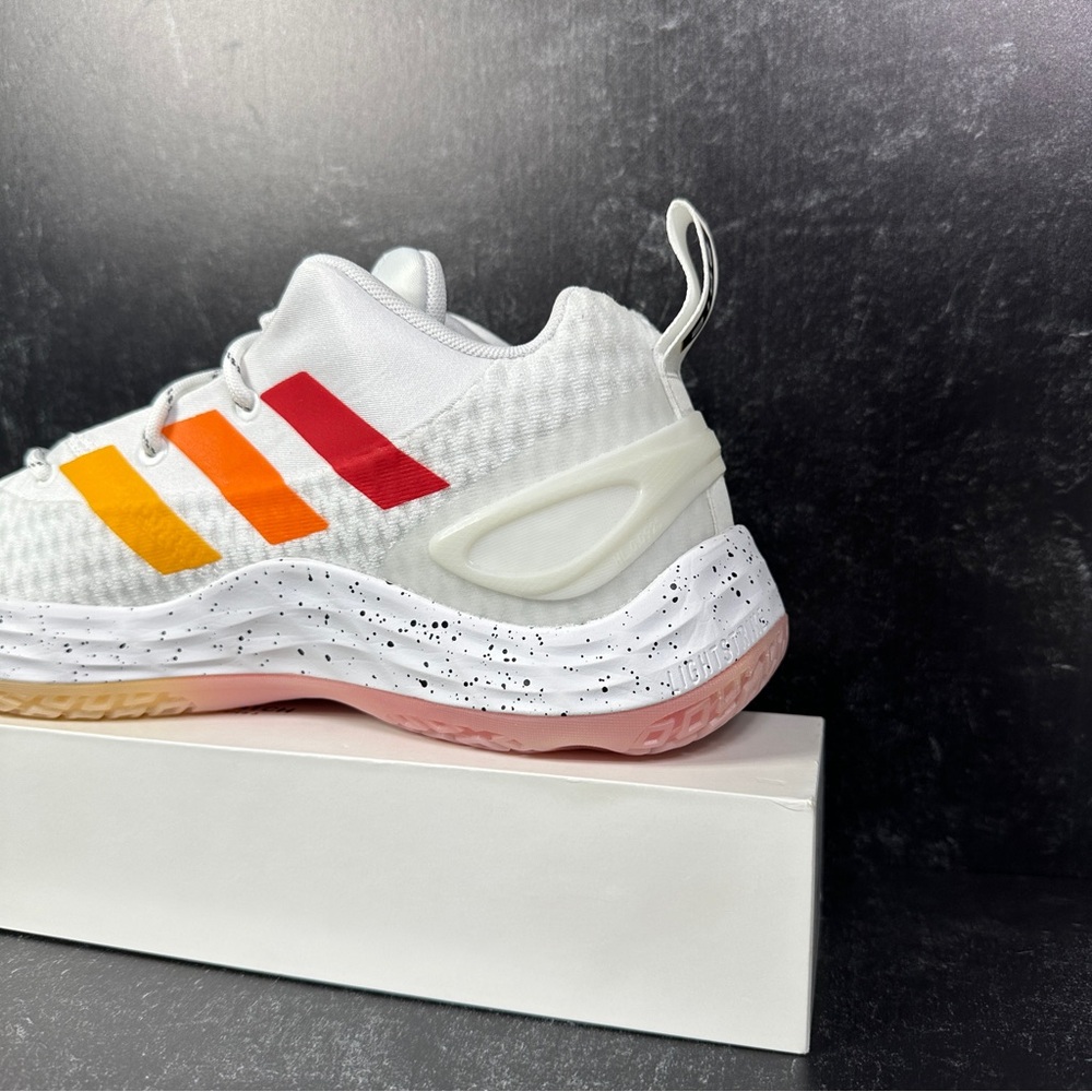 ADIDAS EXHIBIT A MIAMI HEAT MENS BASKETBALL SHOES SIZE 10 SPECKLED WHITE NEW - Picture 10 of 10
